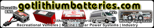 Got Lithium Batteries.com: top quality, superior lifespan, powerful, lightweight lithium-ion batteries for RV, Marine, Cars and more from 12 Volts to 600 Volts +.