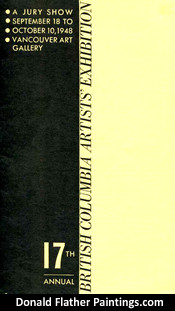 17th Annual BC Artists Exhibition at the Vancouver Art Gallery details - including paintings by renown Canadian Artist, Donald Flather and Grace Flather